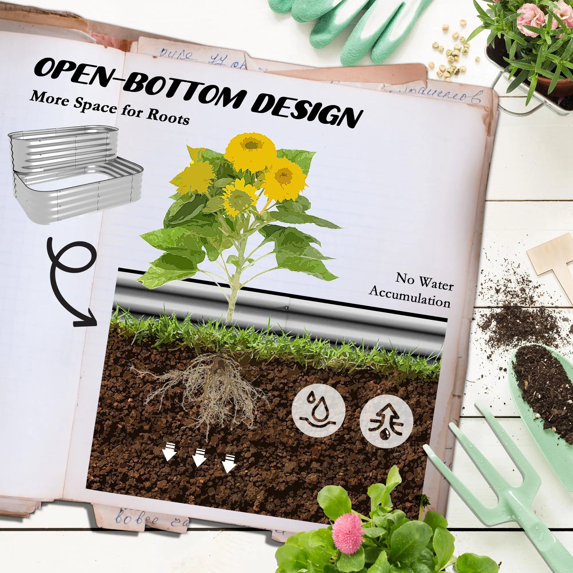 4'x3'x1' Outdoor Raised Garden Bed, 2-Tier Galvanized Planter Box Galvanized Planter Boxes at Gallery Canada