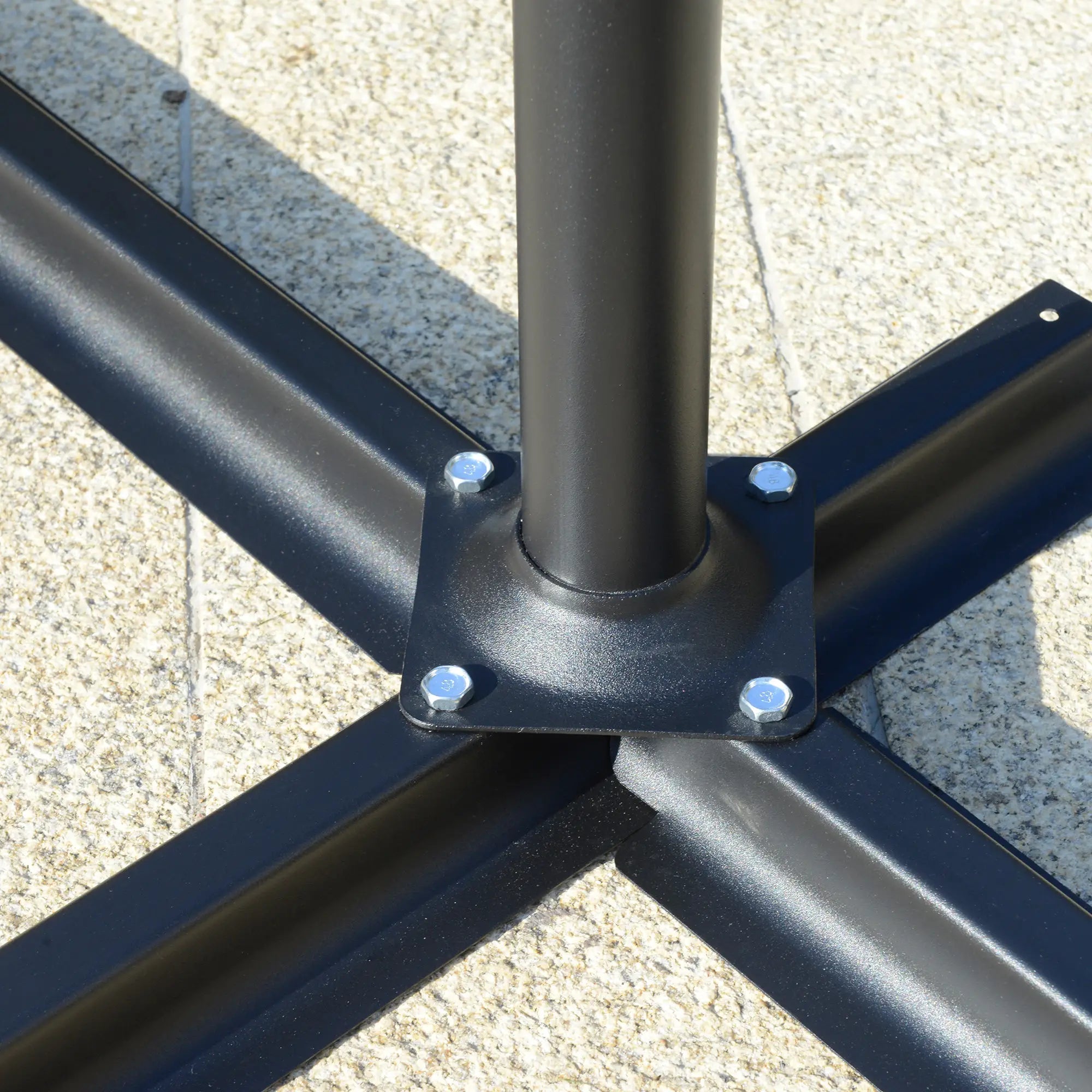 9FT Offset Hanging Patio Umbrella, Easy Tilt, Cross Base, 8 Ribs, Dark Grey Cantilever Umbrellas at Gallery Canada