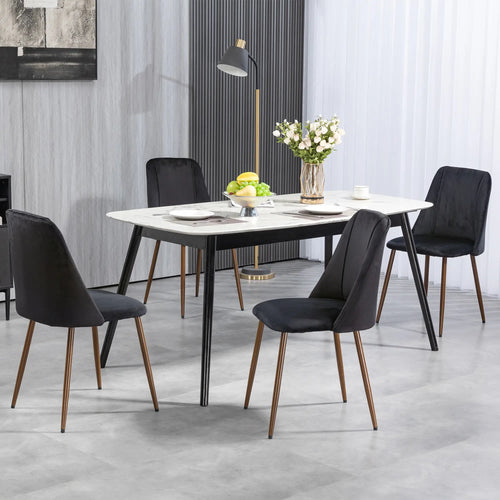 Upholstered Dining Chairs Set of 4, Velvet Accent, Black