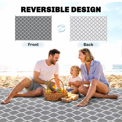 Waterproof Outdoor Rug, 6' x 9', Reversible Mat, Grey & White Outdoor Reversible Rugs at Gallery Canada