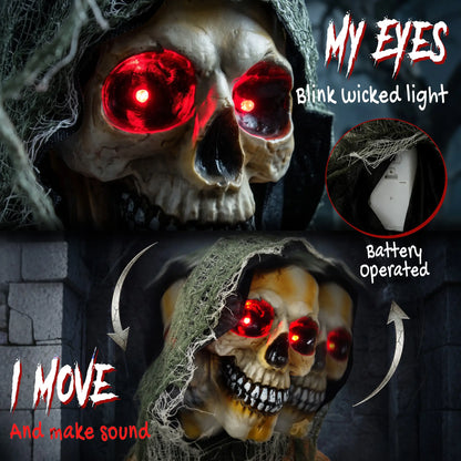 5.6 Ft Animated Grim Reaper Halloween Animatronic, Moves & Glows