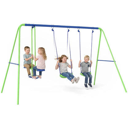 3 in 1 Metal Swing Set, Double Swings, Glider, Green Gym Sets & Swings at Gallery Canada
