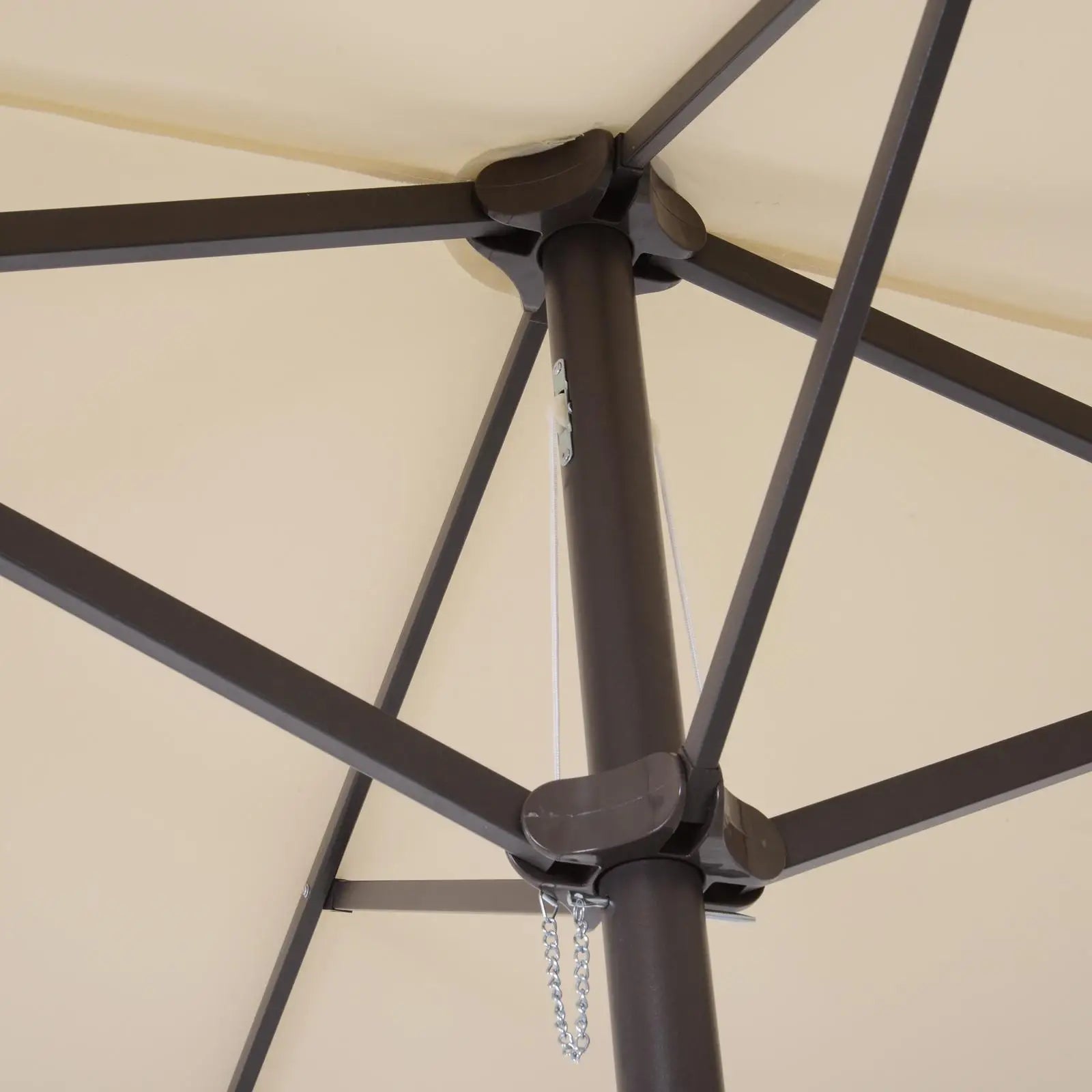 15 Ft Twin Canopy Patio Umbrella, Steel Lift Crank, Beige Sun Umbrellas at Gallery Canada