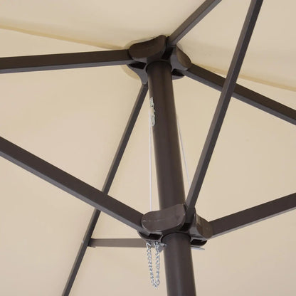 15 Ft Twin Canopy Patio Umbrella, Steel Lift Crank, Beige Sun Umbrellas at Gallery Canada