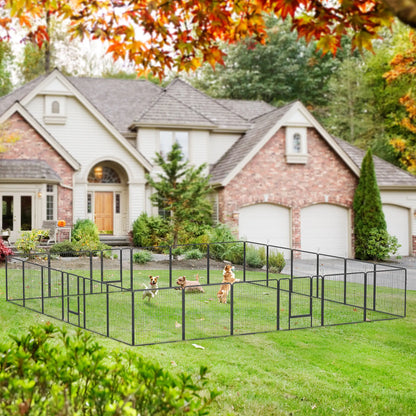 24 Panel 31.5" Heavy Duty Dog Playpen, Small Medium Dogs, Grey Houses, Kennels & Pens at Gallery Canada