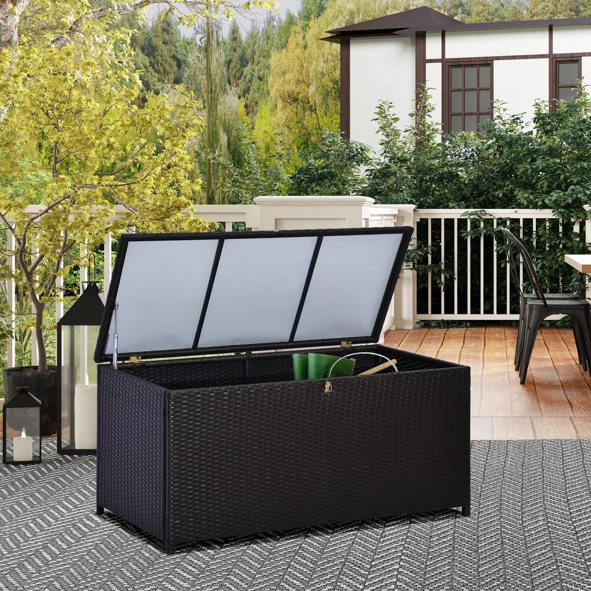 75 Gallon Rattan Outdoor Storage Box, Dark Brown Patio Storage Boxes at Gallery Canada