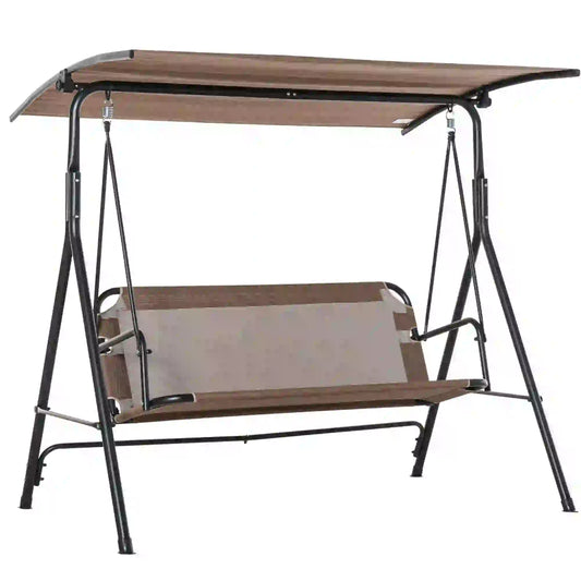 2-Person Porch Swing Chair With Canopy, Brown Patio Swings with Stand Brown, Black at Gallery Canada