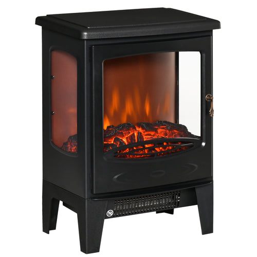 Electric Fireplace Heater, Freestanding, Adjustable Flame, Temperature, 750W/1500W, Black