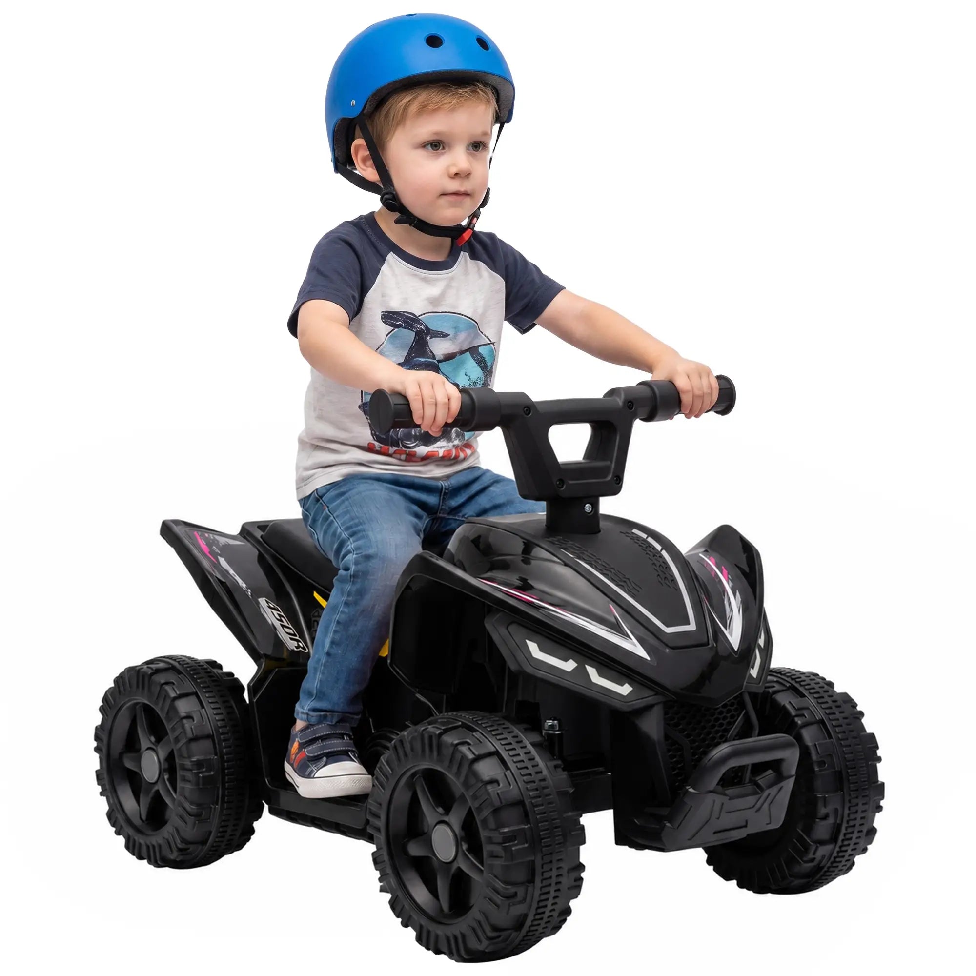 6V Kids ATV, 4 Wheels Quad, Button Control, 45Mins, Black Electric Toy Cars at Gallery Canada