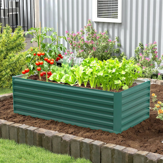 6' x 3' x 2' Raised Garden Bed, Galvanized Planter Box, Dark Green