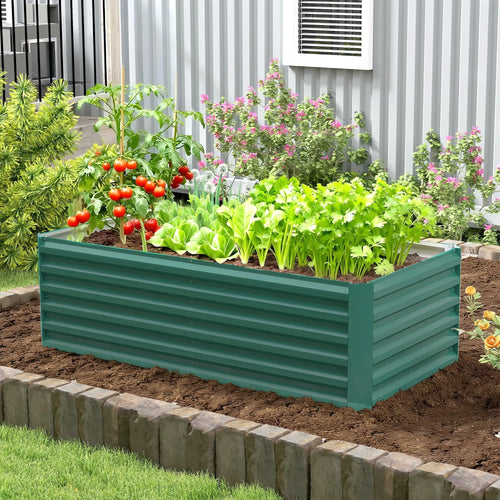 6' x 3' x 2' Raised Garden Bed, Galvanized Planter Box, Dark Green