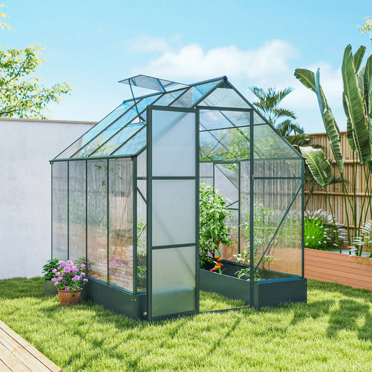 8.2' x 6.2' Greenhouse, Aluminum Frame, Temperature Controlled Window Walk In Greenhouses Transparent Sheets, Green Frame at Gallery Canada