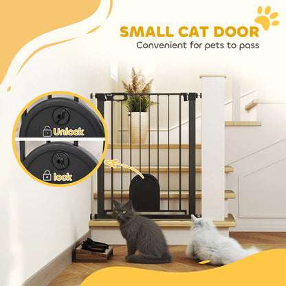 30"-32" Extra Wide Pet Gate, 35"H, Small Door, Black Houses, Kennels & Pens at Gallery Canada