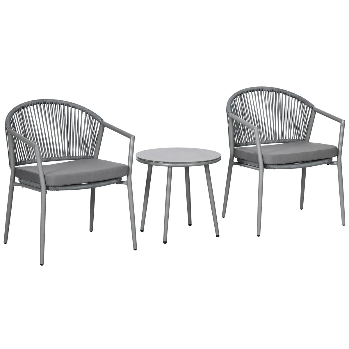 3-Piece Rattan Bistro Set, 2 Armchairs And Coffee Table, Grey Patio Furniture Sets at Gallery Canada
