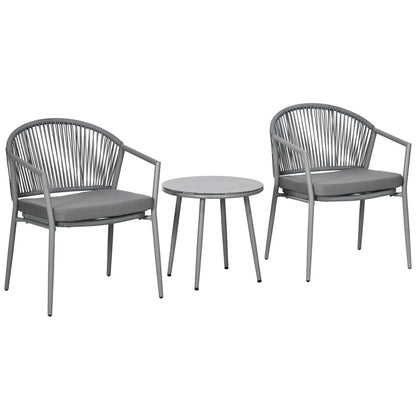3-Piece Rattan Bistro Set, 2 Armchairs And Coffee Table, Grey Patio Furniture Sets at Gallery Canada