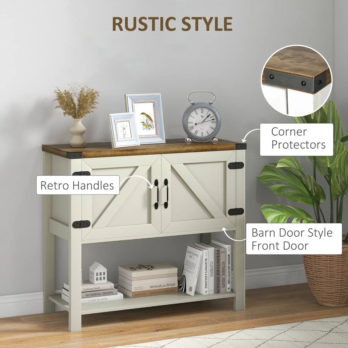 Farmhouse Kitchen Storage Cabinet, Free Standing Sideboard, White Storage Cabinets at Gallery Canada