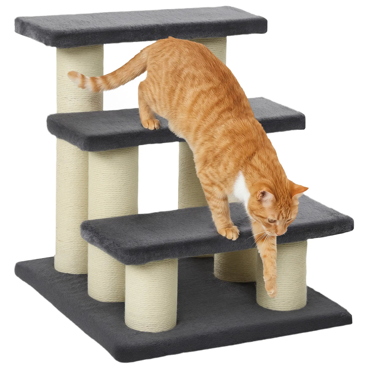 Cat Trees 3 Tier Pet Stairs, Dog Cat Steps Scratching Post, Dark Grey Dog Stairs Dark Grey at Gallery Canada