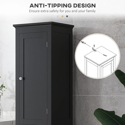 Tall Bathroom Cabinet, Freestanding Storage Organizer, 15" x 13" x 63", Black Bathroom Cabinets at Gallery Canada