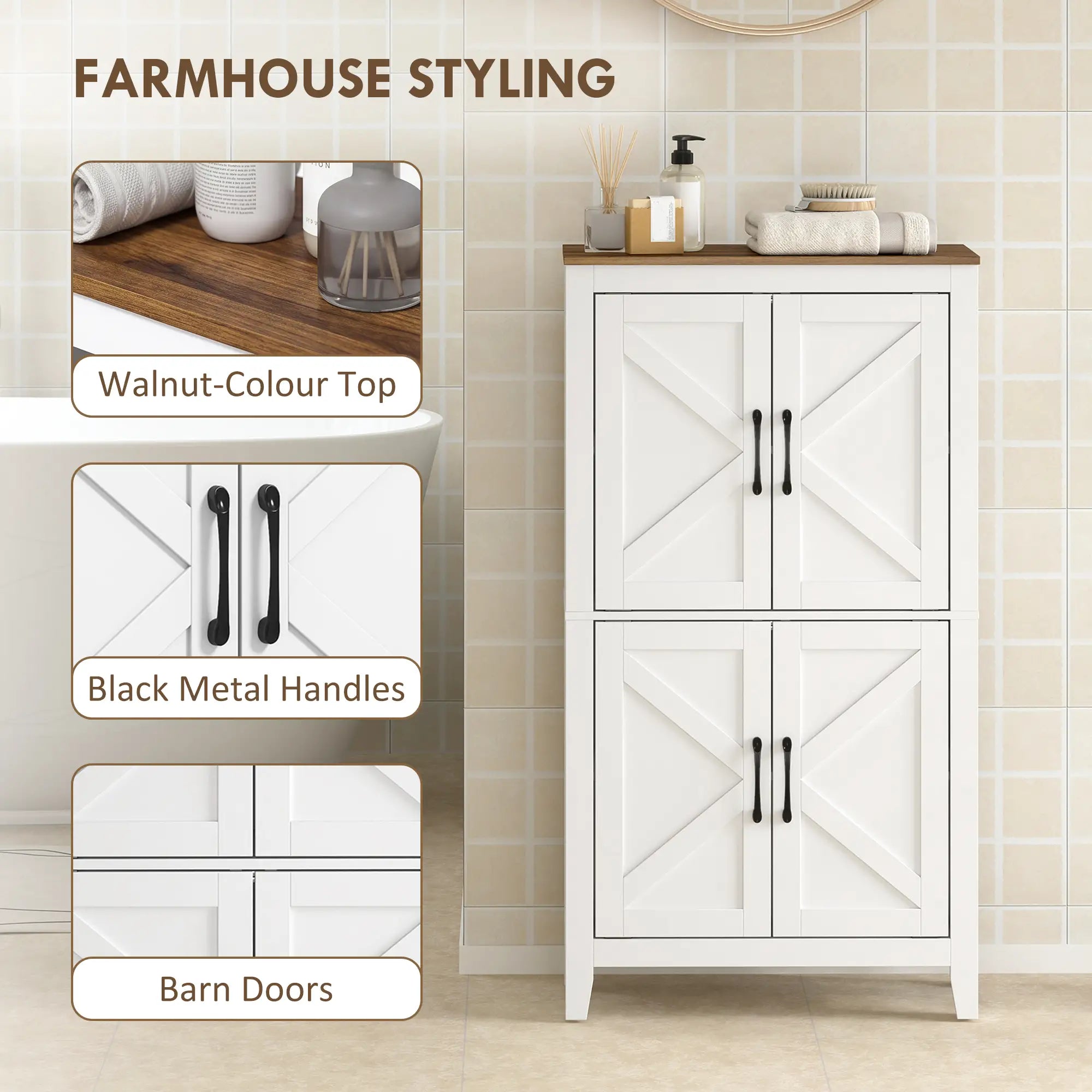Bathroom Storage Cabinet, Barn Floor Cabinet, White Freestanding Bathroom Cabinets at Gallery Canada