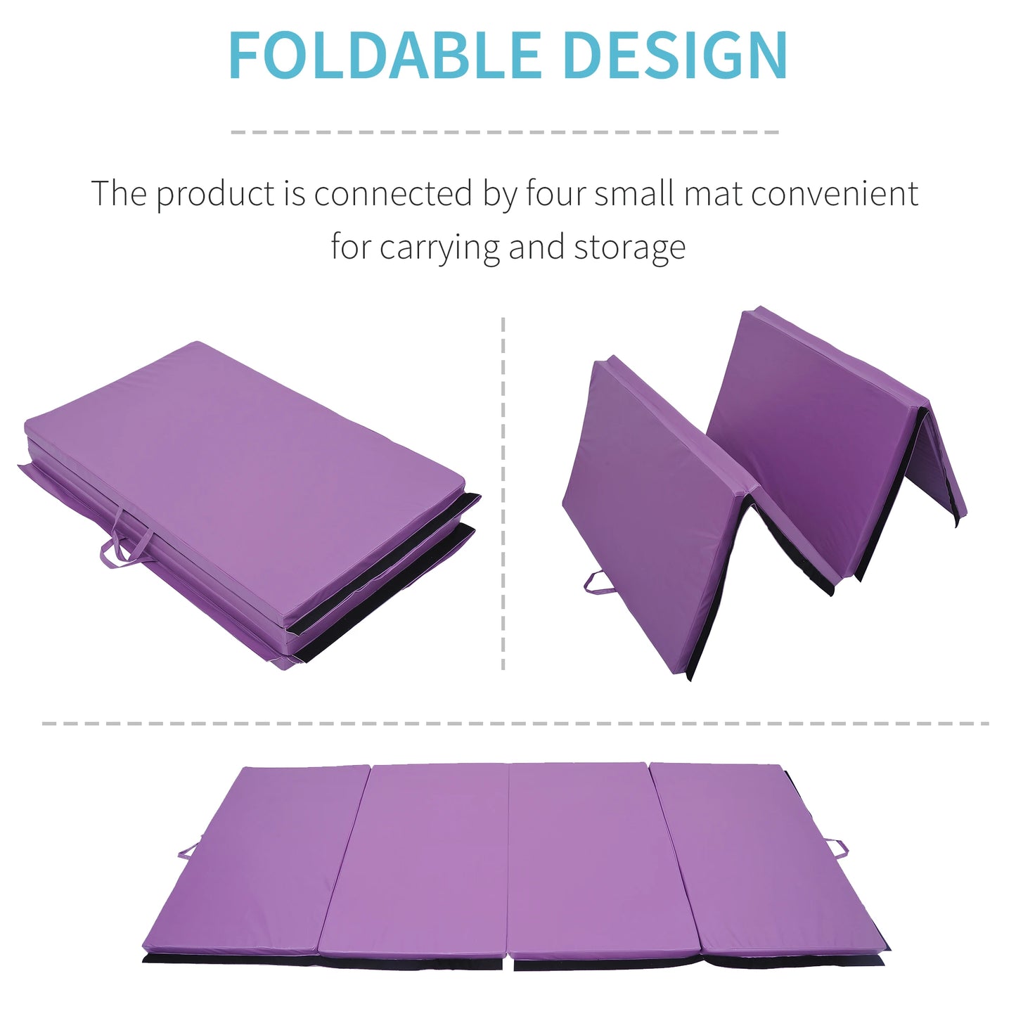 4'x10'x2'' Folding Gymnastics Mat, Exercise Mat for Yoga, MMA, Purple Gymnastics Mats at Gallery Canada