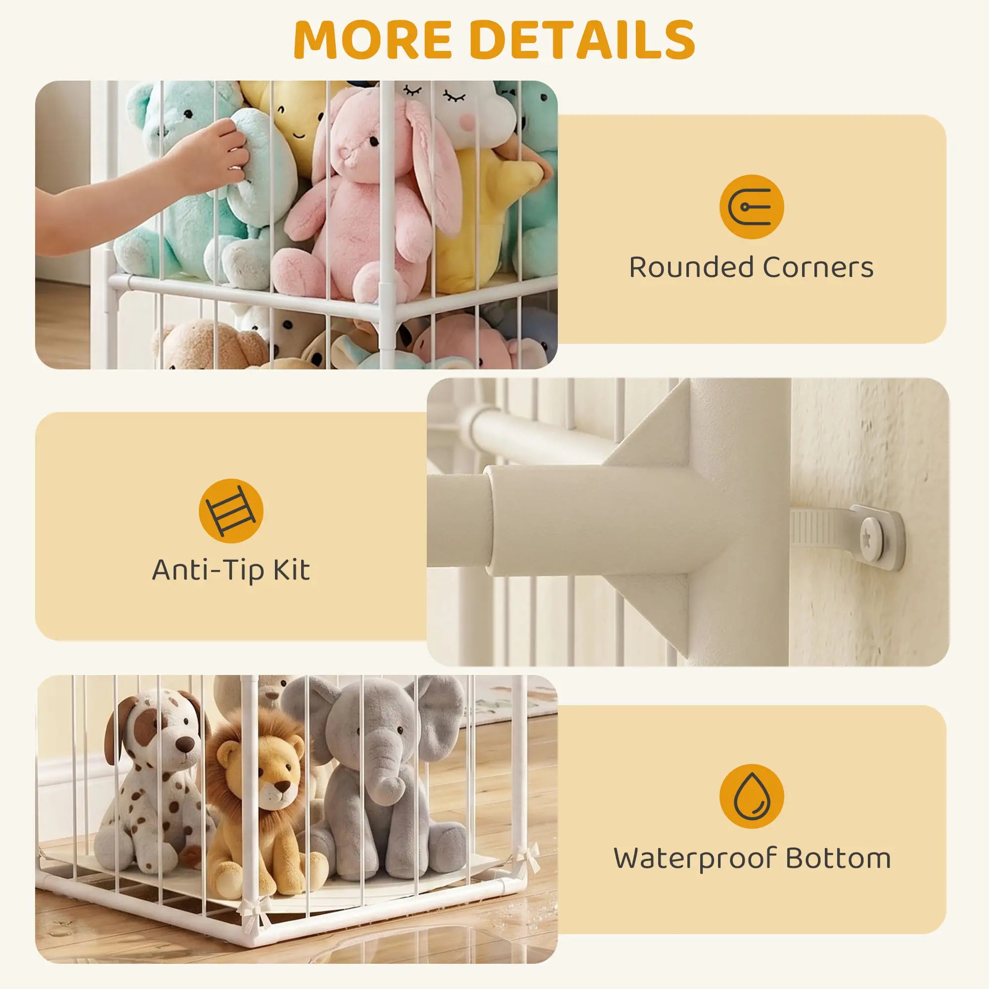 Stuffed Animal Storage Organizer, Waterproof Bottom, 47x47x132cm, no color Baby & Kids Storage at Gallery Canada