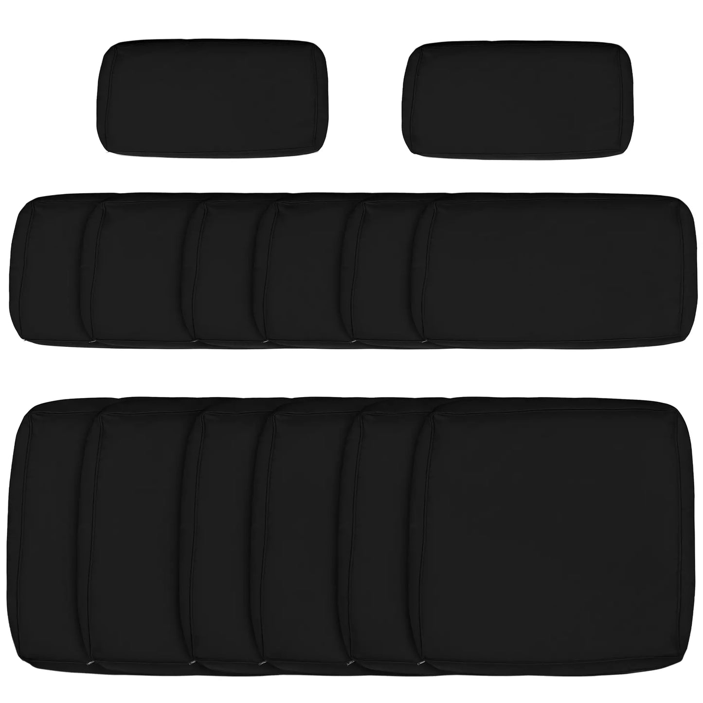 14pc Patio Rattan Sofa Set, Polyester Cover Replacement, Black Patio Chair Cushions Black at Gallery Canada