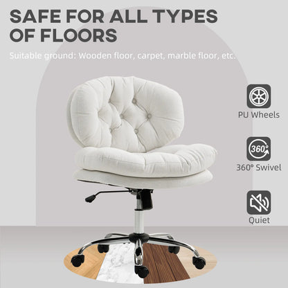 Armless Office Chair, Wide Padded Seat, Adjustable Height, Cream White Task Chairs at Gallery Canada