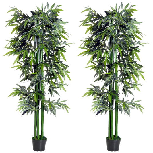 Set of 2 6FT Artificial Bamboo Trees, Nursery Pot, Indoor Outdoor Decor Artificial Trees Green at Gallery Canada