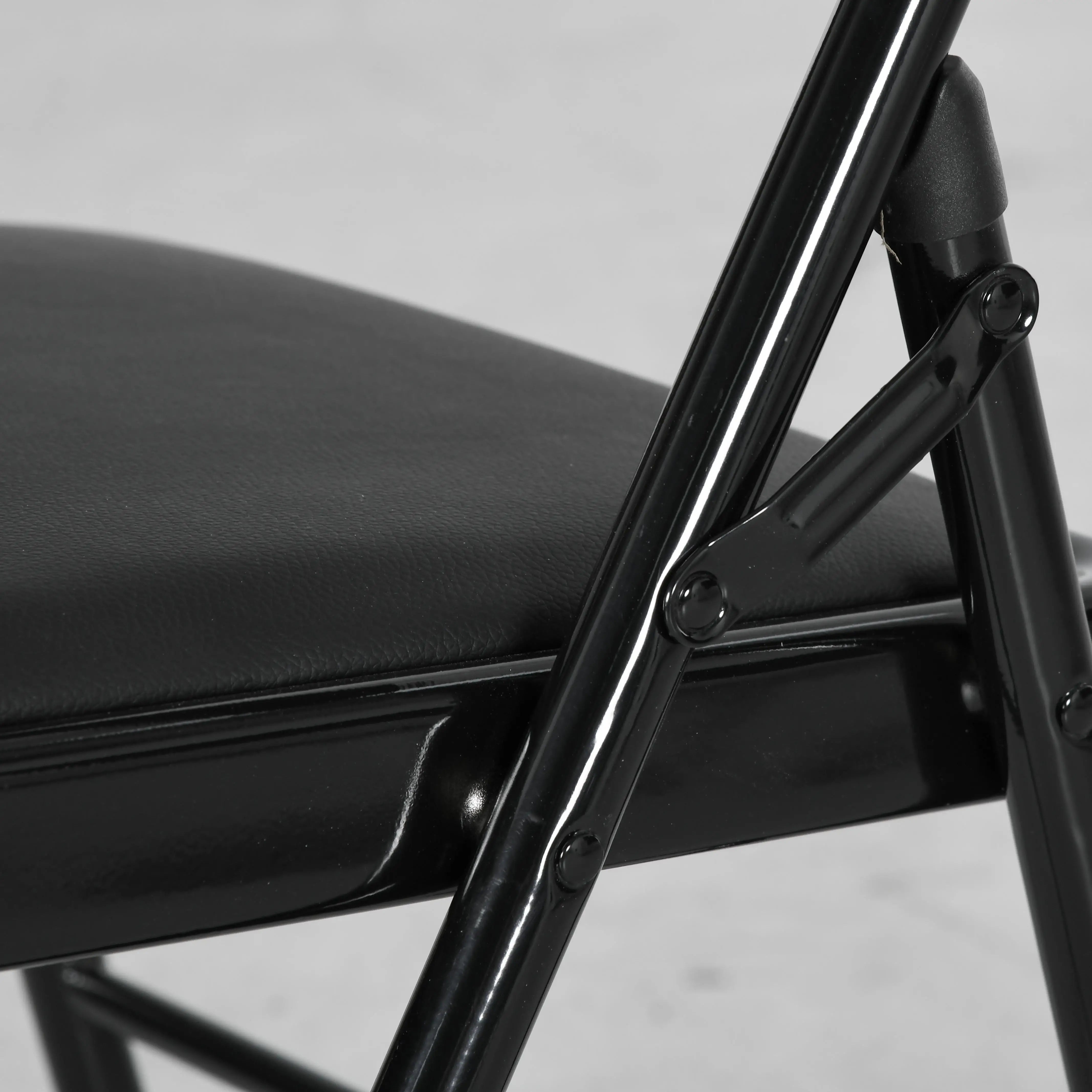 Set of 4 Metal Foldable Chairs, PU Leather Padded, Black Bar Stools at Gallery Canada
