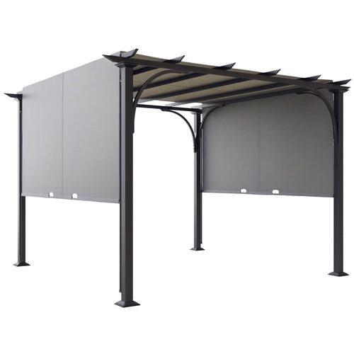 10' x 10' Outdoor Pergola, Steel Frame, Grey