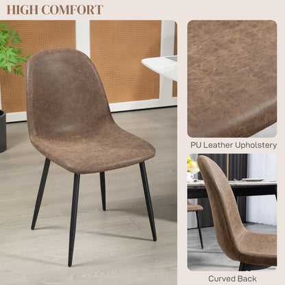 Retro Dining Table Chairs Set of 4, PU Leather Upholstered Bar Stools at Gallery Canada