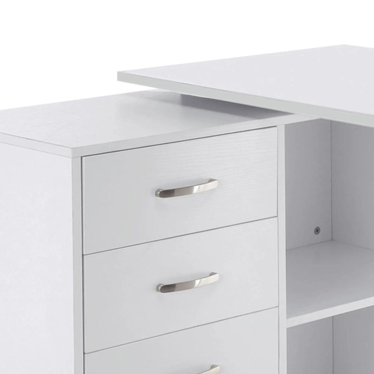 L-Shaped Corner Desk With Storage Shelf, Drawer, White Computer Desks at Gallery Canada