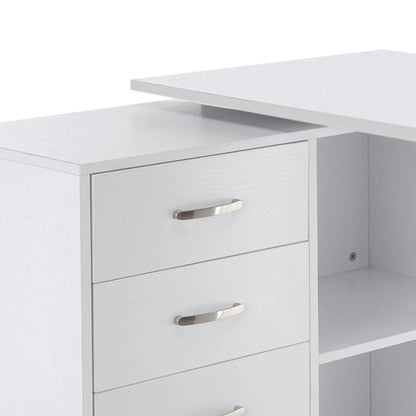 L-Shaped Corner Desk With Storage Shelf, Drawer, White Computer Desks at Gallery Canada