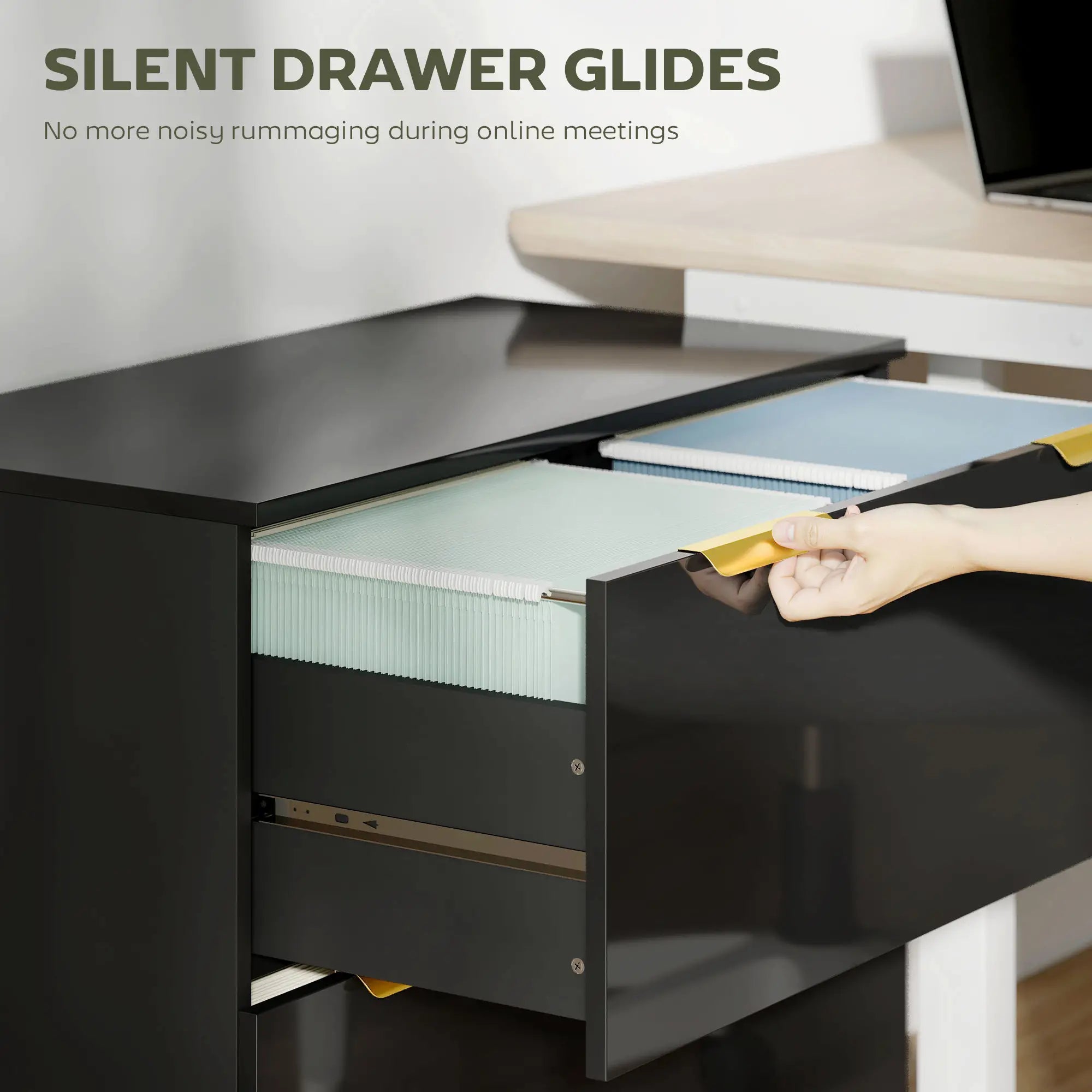 Lateral File Cabinet, 2 Drawers, Letter/A4/Legal Size, High Gloss Black Office Cabinets & Cupboards at Gallery Canada