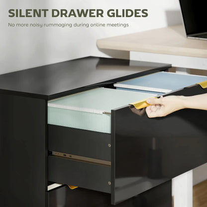 Lateral File Cabinet, 2 Drawers, Letter/A4/Legal Size, High Gloss Black Office Cabinets & Cupboards at Gallery Canada