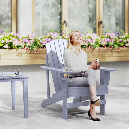 Classic Adirondack Chair With Cup Holder, Grey