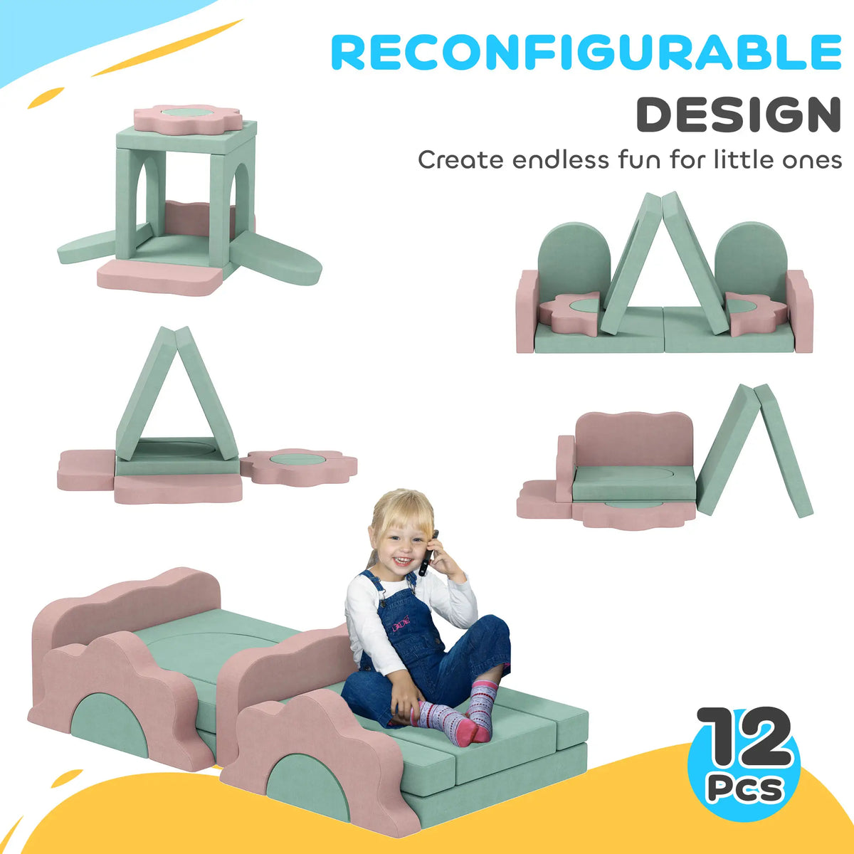 12-Piece Climbing Toys for Toddlers, Indoor Play Set, Green Kids Gym & Playmats at Gallery Canada