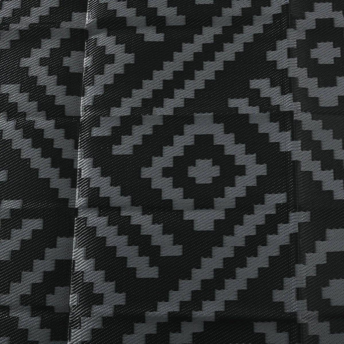 Reversible Outdoor Rug, Waterproof, 9' x 18', Geometric, Black Grey Outdoor Reversible Rugs at Gallery Canada