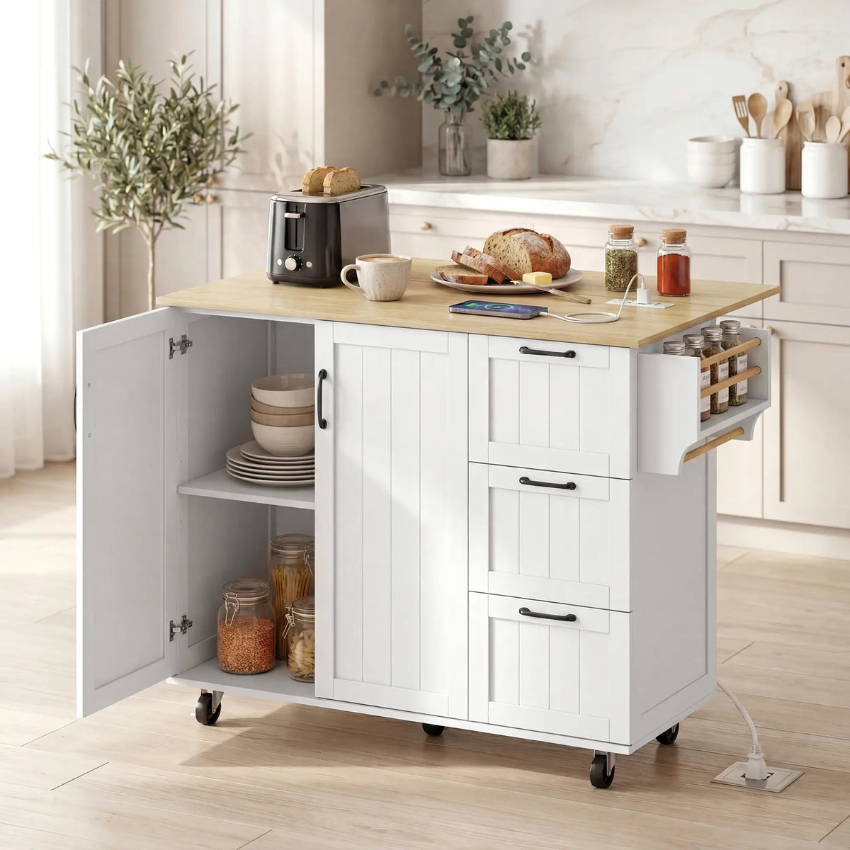 Kitchen Island With Drop Leaf, White Kitchen Islands & Kitchen Carts at Gallery Canada
