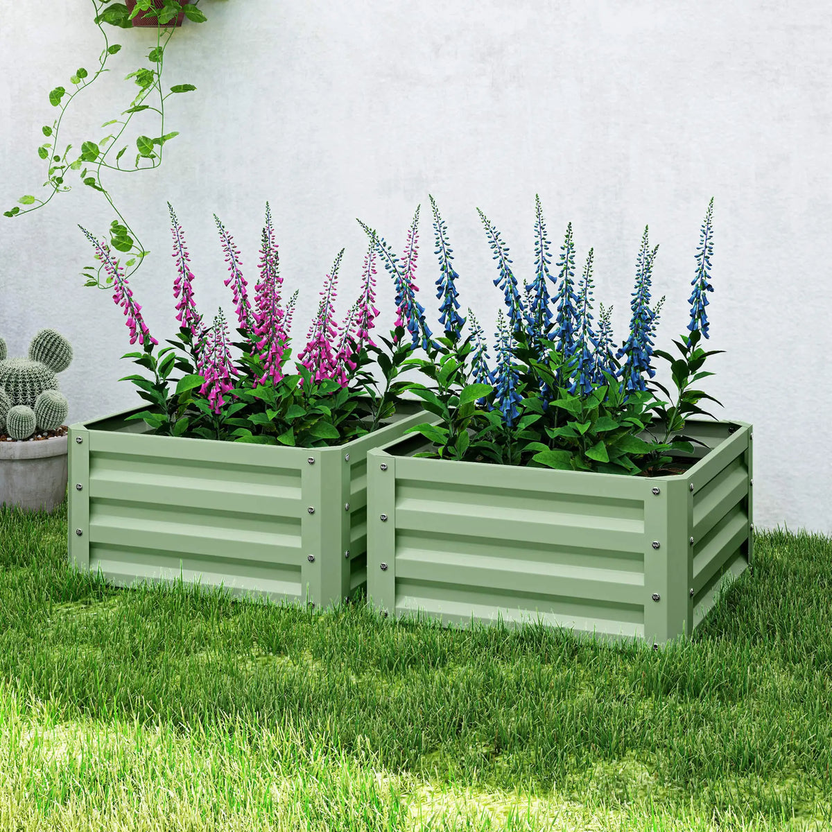 2' x 2' x 1' Raised Garden Bed, Galvanised Steel Frame, Light Green Raised Garden Beds at Gallery Canada