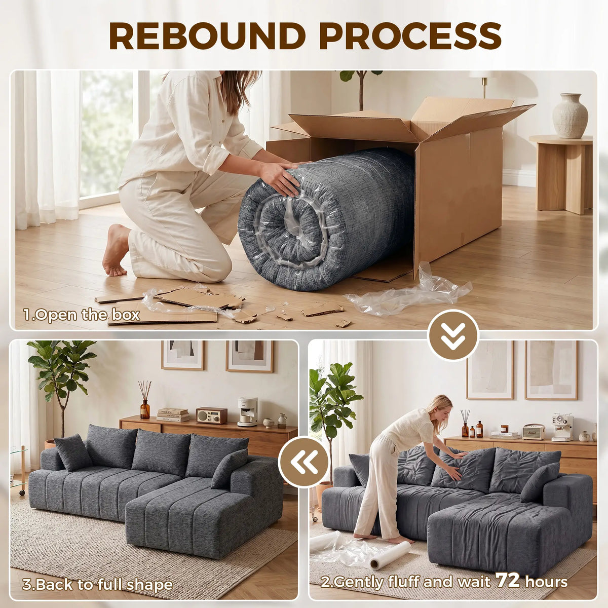 101 Modular Sectional Sofa With Chaise, Cloud Couch, Grey L Shaped Couchs at Gallery Canada