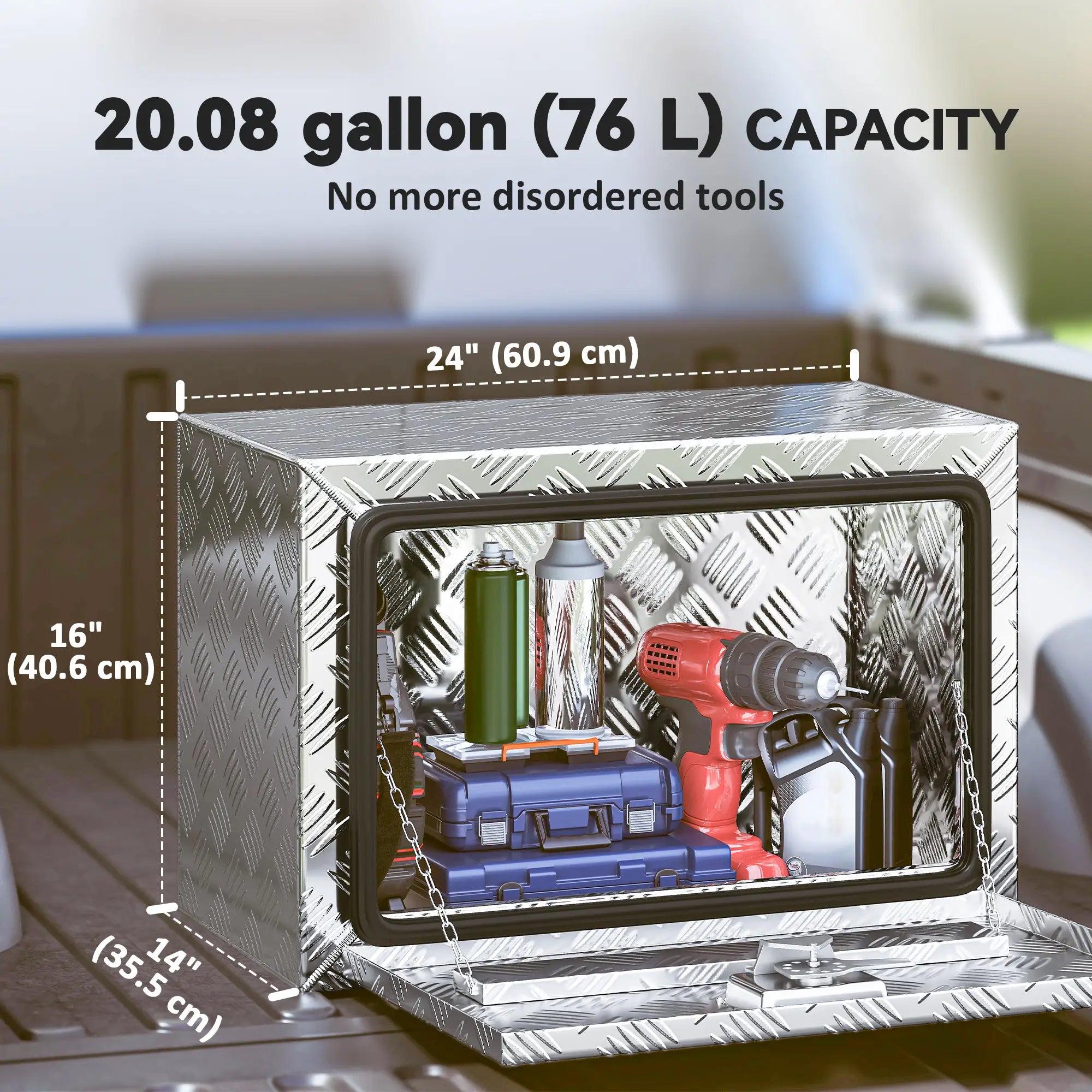 24 Inch Heavy Duty Aluminum Truck Bed Tool Box, Storage Chest With Lock Tool Organizers at Gallery Canada