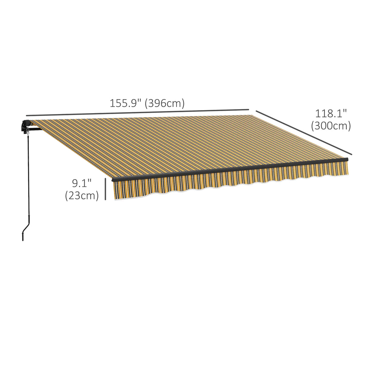 13x10 Ft Retractable Awning, UV Resistant Sunshade, Amber/Dark Grey, Amber/Dark Grey Window Awnings at Gallery Canada