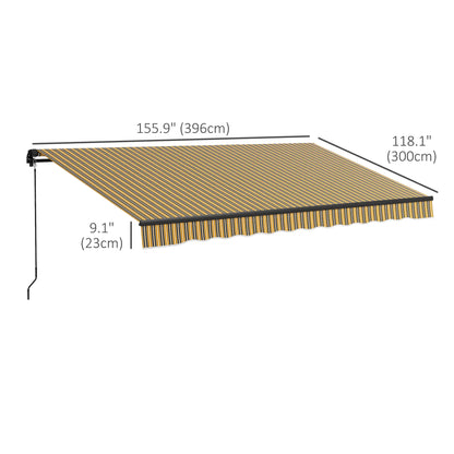 13x10 Ft Retractable Awning, UV Resistant Sunshade, Amber/Dark Grey, Amber/Dark Grey Window Awnings at Gallery Canada