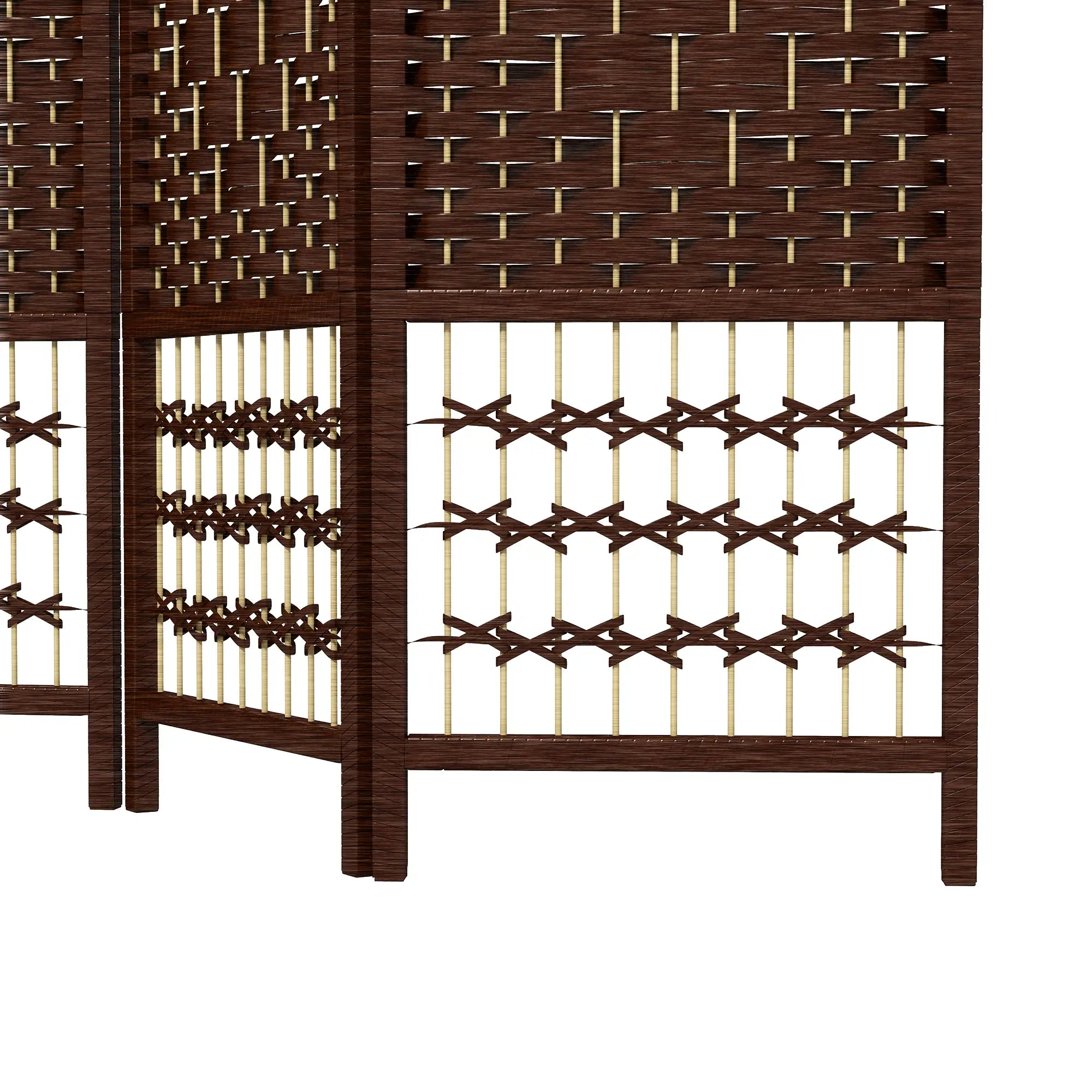 4 Panel Folding Room Divider, Portable Privacy Screen, Brown Room Dividers at Gallery Canada