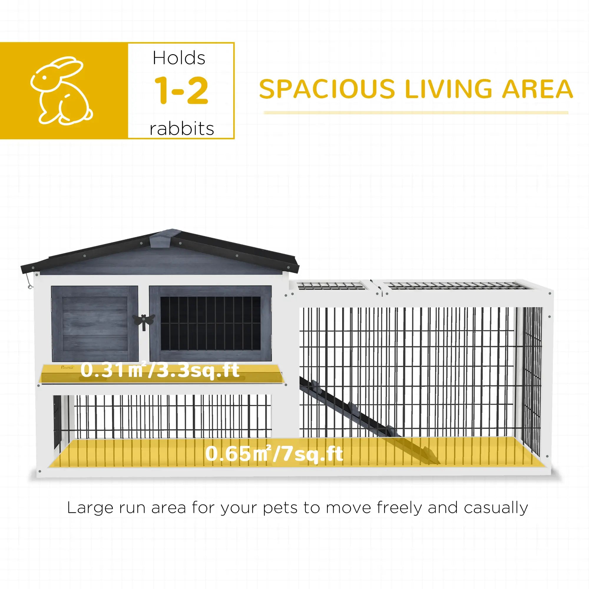 Wood Rabbit Hutch With Ramp, Openable Roof, Pull Out Tray, Dark Grey Rabbit Hutch at Gallery Canada