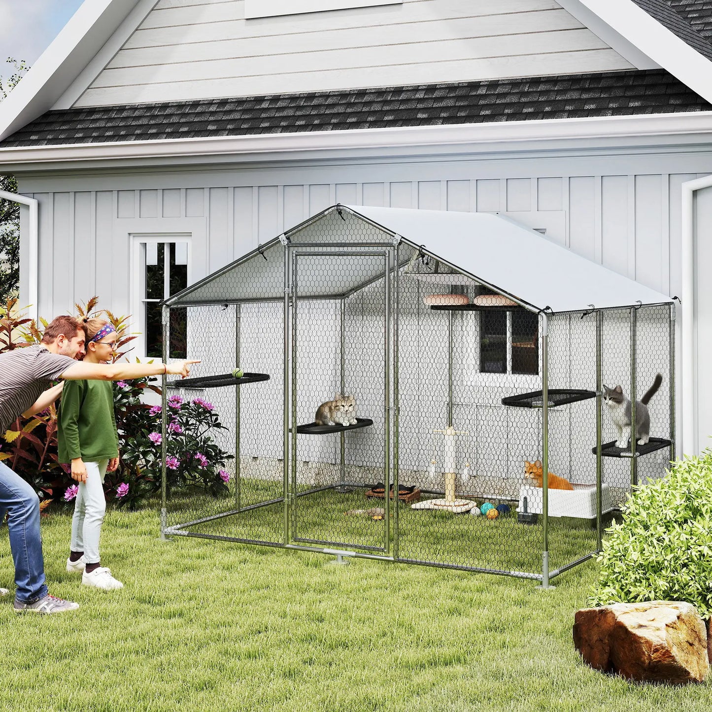 Large Catio Outdoor Cat Enclosure, Waterproof Cover, 94.5" W, Walk-in Patio Outdoor Cat Enclosures at Gallery Canada