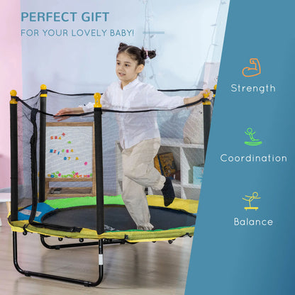 4.6FT Kids Trampoline with Enclosure Net, Indoor Outdoor, Black Trampolines at Gallery Canada