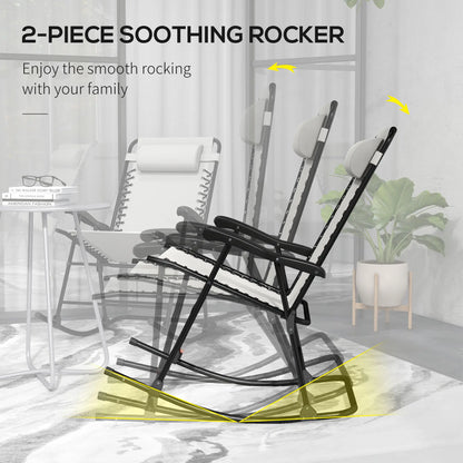 2pc Foldable Rocking Chair Set, Breathable Mesh Seat, Cream Outdoor Rocking Chairs at Gallery Canada