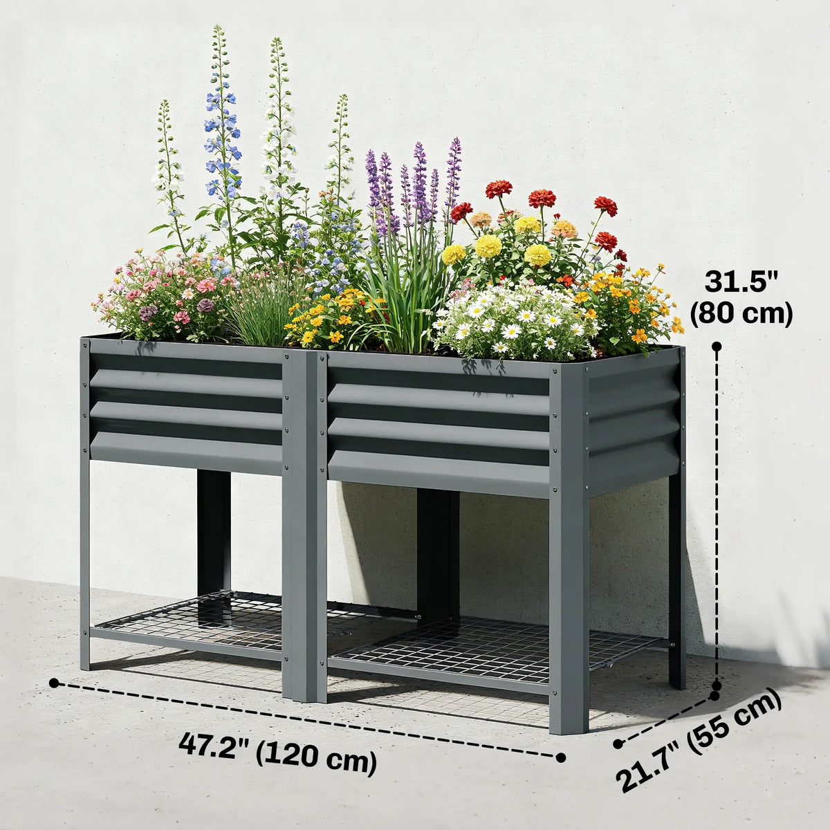 Raised Garden Bed With Legs, 31.5", Elevated Planter Box, Dark Grey Elevated Garden Beds at Gallery Canada
